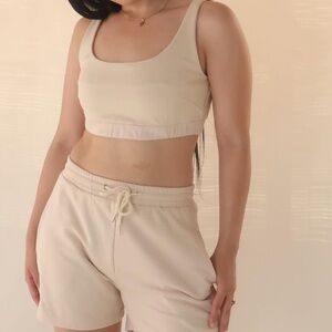 Beige Crop Top and Shorts Set